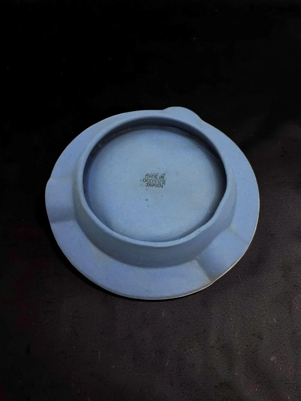 vintage 1940s sandstone blue/white niagara falls ashtray